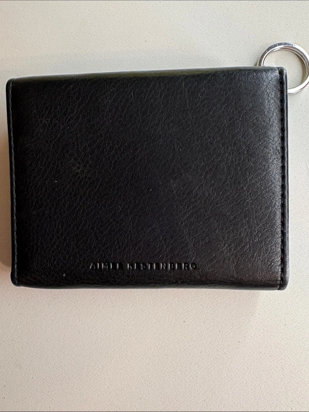Aimee Kestenberg Black 100%Leather Compact Wallet with Key Ring.